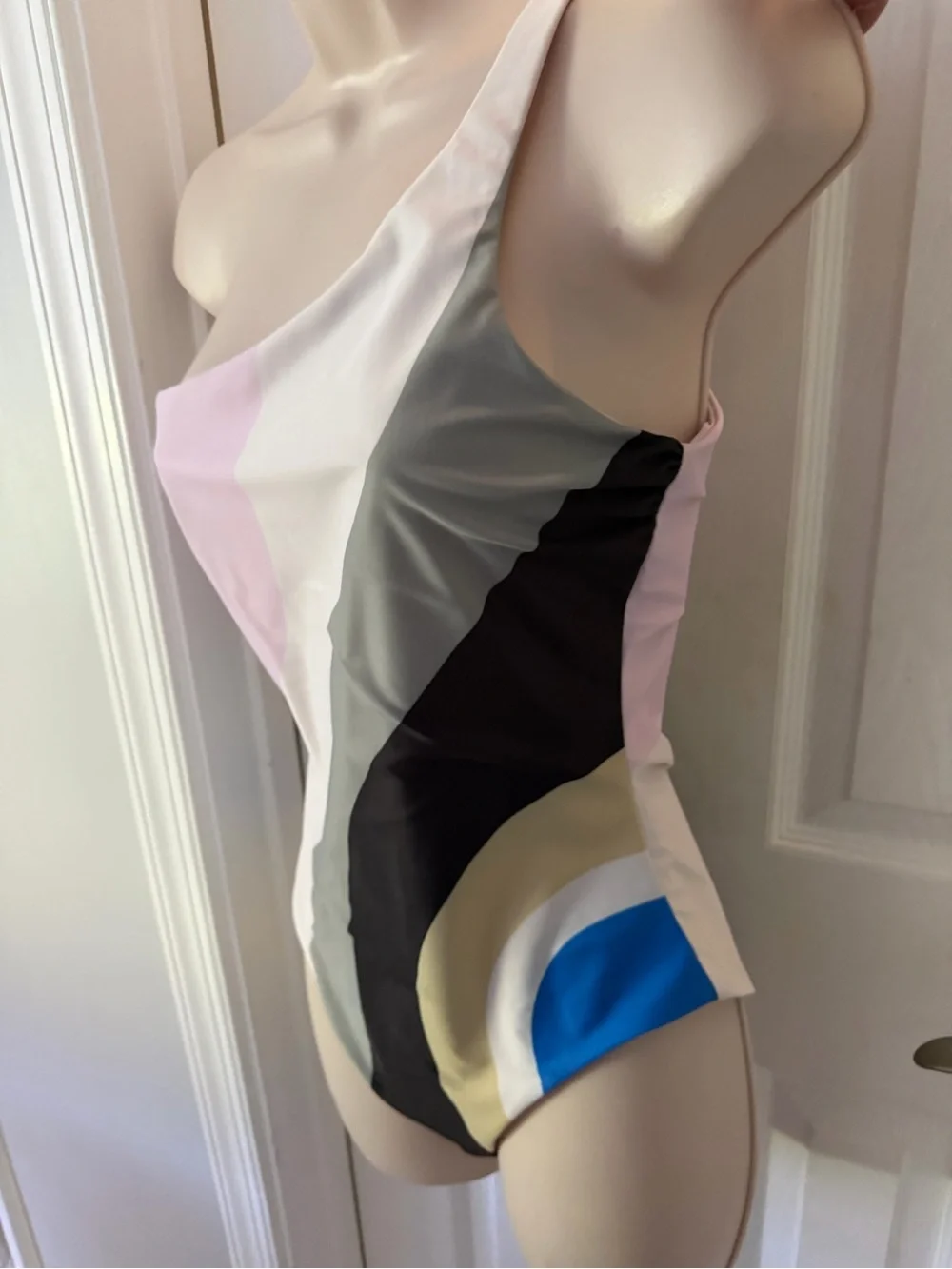 Mara Hofmann One-Shoulder Swimsuit Sage multi Pink, White, Black, Blue small New